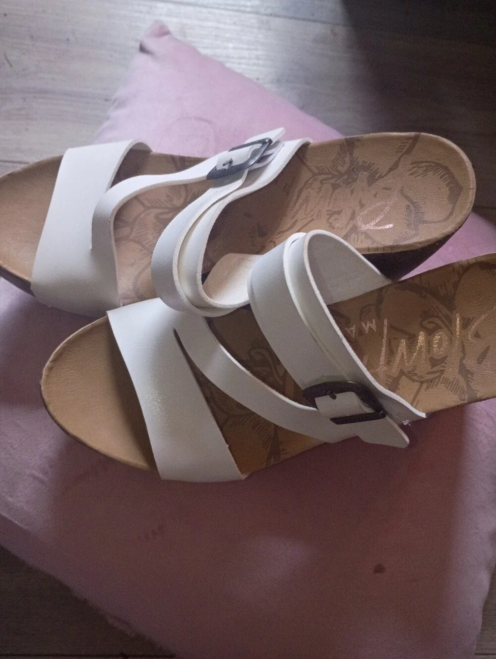 White Cork-Platform Wedge Sandals for Women